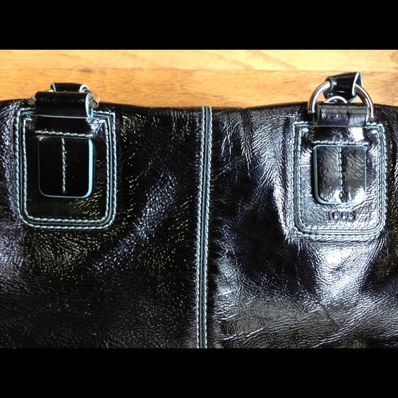 TODS BLACK PATENT LEATHER BOX SATCHEL - Picture 8 of 12